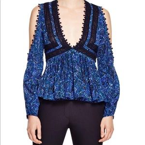 Rebecca Taylor Printed Cold Shoulder Top
